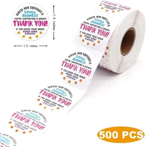 500 Stck./1 Rolle Danke für die Unterstützung meines kleinen Unternehmens Siegel Etiketten, 1,5 Zoll rund - Bild 1 von 6