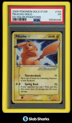 2006 POKEMON EX HOLON PHANTOMS #104/110 PIKACHU GOLD STAR HOLO PSA 1 - Imagem 1 de 4