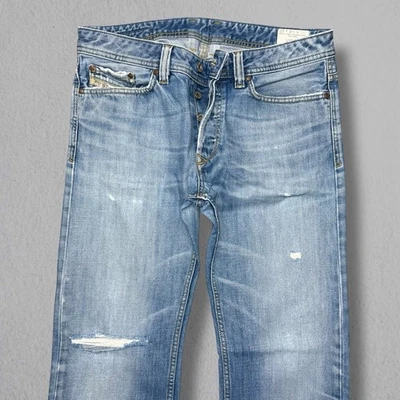 Jeans Diesel Viker para hombre 32x32 lavado claro pierna recta aplastados se ajusta 32x34 008AT Foto 1 de 4