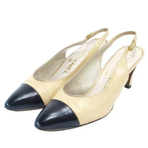 CHANEL Pumps Women's Size 35 Beige Leather - Picture 1 of 9
