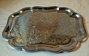 Vintage Shelton Ware NYC Silver Colored Metal Serving Tray w/ Embossed pattern - Picture 1 of 4