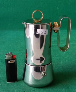 RARA CAFFETTIERA VINTAGE MOKA BIALETTI GOLDEN ORO 1 UNA TAZZA INOX 18/10. CJ3 - Picture 1 of 11