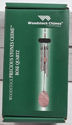 Carillón Woodstock Piedras Preciosas 11", Cuarzo Rosa la Piedra Corazón, Nuevo en Caja Foto 1 de 4