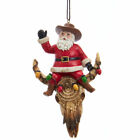 Western Santa On Cow Skull Ornament
