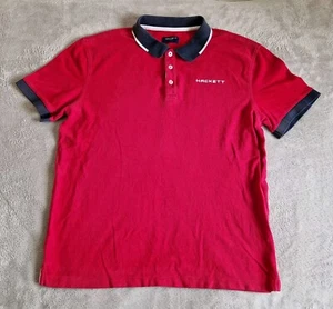 Hackett Golf Polo Shirt Mens Large Red Jasper Short Sleeve Cotton Top Atlantic - Picture 1 of 9