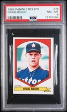 PSA 8 1989 Panini Stickers #79 Craig Biggio RC Houston Astros Pop5
