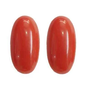 12,84 kt zertifizierter natürlicher italienischer roter Koralle Moonga Edelstein 1 Paar Set - Bild 1 von 3