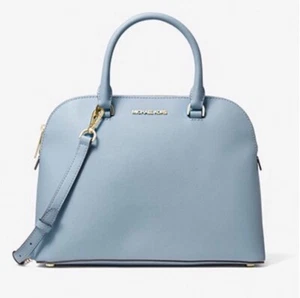 New MICHAEL KORS Cindy Large Dome Satchel MK LOGO Blue - Picture 1 of 10