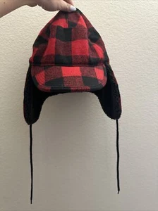 Target Women’s Red Black Checkered Snow Ear Aviator Hat Pre-owned L/XL - Picture 1 of 3