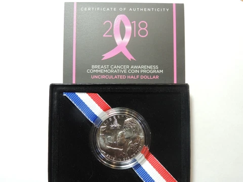 2018-D Breast Cancer Awareness Clad Half Dollar Uncirculated  Box  COA Cover