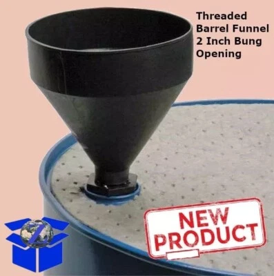 55 Gallon Barrel Funnel Threaded for Drums W/ 2" Bung Opening 3 Quart Black NEW. - Image 1 of 4