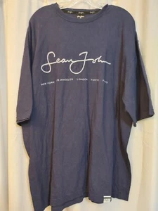Sean John Signature Mens Short Sleeve Blue Size XL Shirt 100% Cotton - Picture 1 of 6