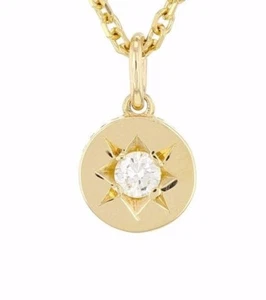 14k Yellow White or Rose Gold Diamond North Star Charm Pendant - Picture 1 of 4