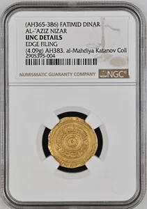 AH365-386 FATIMID AL-'AZIZ NIZAR NGC UNC Details - Bild 1 von 2