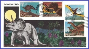 USA7 #2422-25 U/A COLLINS HAND PAINTED FDC Combo4 Dinosaurs - Picture 1 of 1