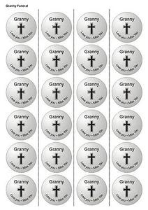 24X PRECUT GRANNY FUNERAL, EDIBLE WAFER PAPER, CUPCAKE, CAKE TOPPERS 1111 - Picture 1 of 1