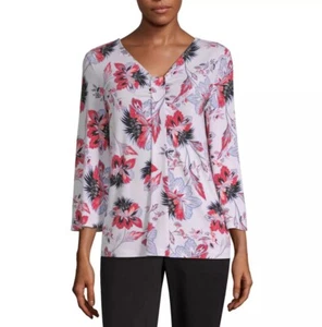 NWTS Liz Claiborne V Neck 3/4 Sleeve Knit Blouse Size XL - Picture 1 of 5