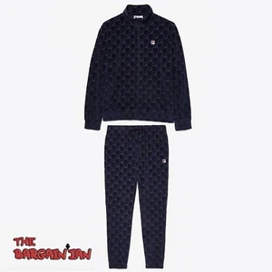 Fila Men's Velour Sweatsuit Tracksuit Navy Blue Velvet Set Size M L 2XL NWT - Picture 1 of 14
