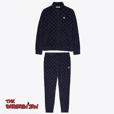 Fila Men's Velour Sweatsuit Tracksuit Navy Blue Velvet Set Size M L 2XL NWT - Image 1 of 4