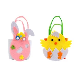 2PCS Easter Gift Bag with Handles Bunny Ear Egg Carrot Rabbit Basket Candy Co... - Picture 1 of 9