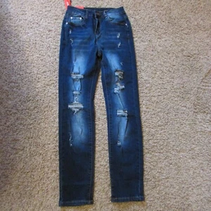 NWT GALMINT 2 distressed skinny jeans high rise whiskered Tattered - Picture 1 of 3