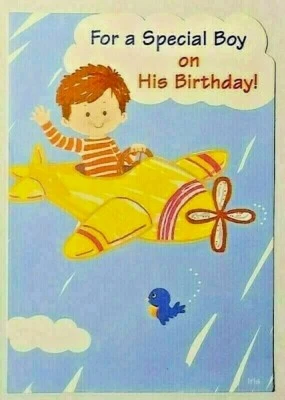 MAJESTIC GREETINGS 1 Birthday Greeting Card/Envelope Boy Child Kid Special Happy Airplane Bird Blue