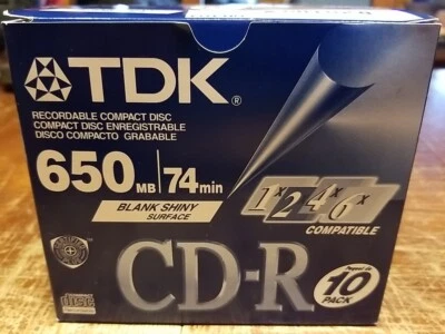 TDK 74 Minute 650mb Music CD-R Regular Case 10 Pack Individually Sealed Disc - Image 1 of 4