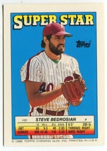 1988 Topps Sticker Card #31 Steve Bedrosian Phillies - Sticker #9 Mike Schmidt  - Picture 1 of 2