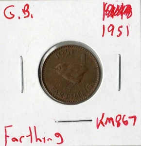 Coin Great Britain Farthing 1951 KM867, George VI - Picture 1 of 2
