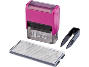Tampon encreur 4 lignes 3mm 300 caractères noir united office 46x20 mm Rose - Imagen 1 de 3