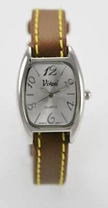 Vivani Watch Womens White Stainless Steel Silver Brown Leather Battery Quartz - Picture 1 of 3