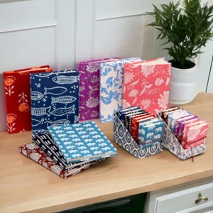 Cotton Bound Notebooks 100% Recycled Handmade block Printed Fabric - Picture 1 of 14
