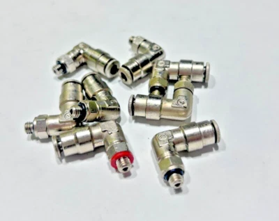 8 Weatherhead 1169x2.5AS 5/32" Tube x 10-32" UNF Male PT SWVL Elbow Push Connect - Image 1 of 4