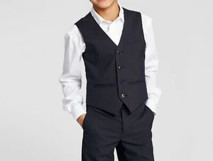 New-Size 4-Two Piece Set-WD-NY-Boy Formal Suit Vest-Classic Navy-Button-Textured - Picture 1 of 8
