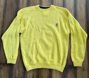 TOMMY HILFIGER Sweater Mens Medium Yellow Long Sleeve Pullover 100% Cotton M - Picture 1 of 5