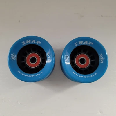 Set Of 2 Blue 91A Snap Atom Quad Roller Skate Wheels with abec-9 bearings - Image 1 of 4