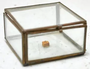 Antik Messingglas kleine Schmuckbox Original alt handgefertigt - Bild 1 von 9