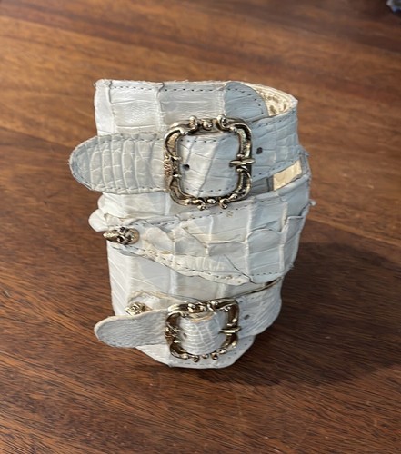 CHROME HEARTS V22LA BRACCIALE CODA COCCODRILLO cuori cromati rockstar OOAK