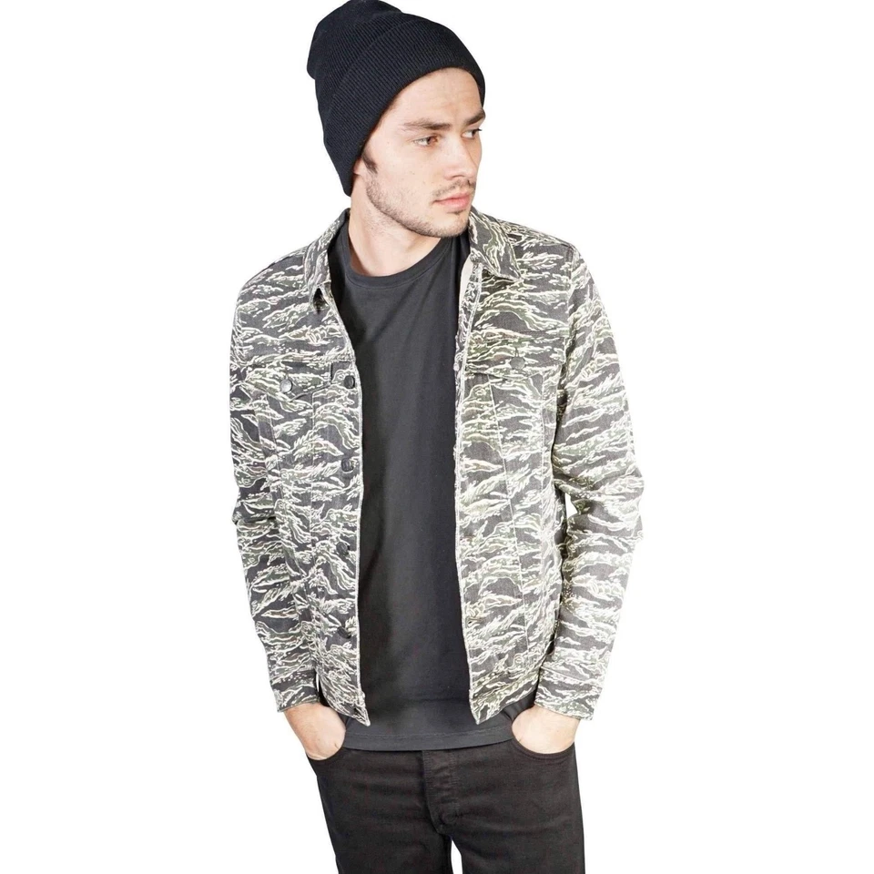 LIP SERVICE MENS ROCKER CAMO DENIM JACKET Retails $179.00 - Image 1 of 4