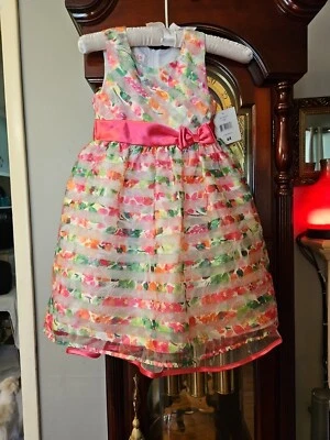 Vestido colorido Jessica Ann para meninas tamanho 6x novo com etiquetas rosa  - Imagem 1 de 4