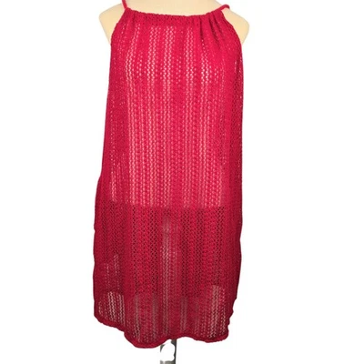 C&C California Crochet Traje de Baño Cubrir Vestido Mediano Rosa Conchas Ajustables Foto 1 de 4