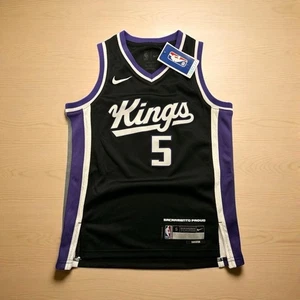 Fox #5 Dri Fit Nike Kings Black and Purple Basketball Jersey L 14/16 - Picture 1 of 5