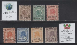 WC1_28557. ITALIAN COL.:ERITREA. Juego ELEFANTES Y LYONES 1922. Sc. 58-64. MNH - Imagen 1 de 1