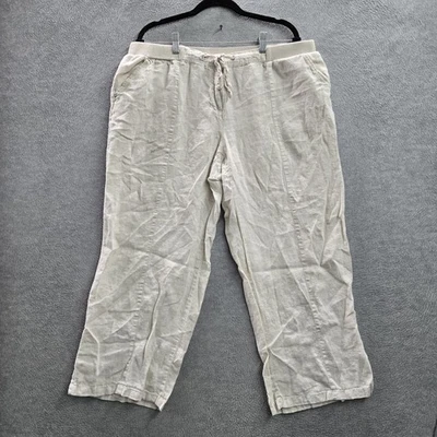 JM Collection女式裤子16米色棉亚麻沿海祖母26英寸内缝 — 第 1/4 张图片