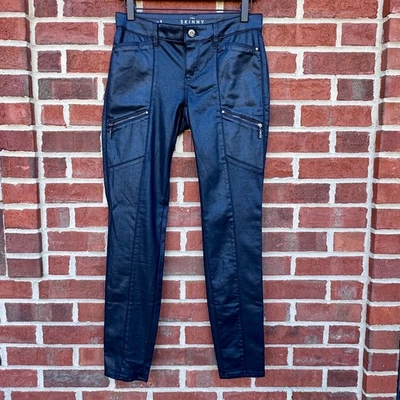 White House Black Market The Skinny Faux Leather Moto Pants Black Sz 4 - Image 1 of 4