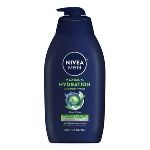 Nivea Men Maximum Hydration Body Wash for Dry Skin, Aloe Vera Enriched, 3-in-... - Picture 1 of 9