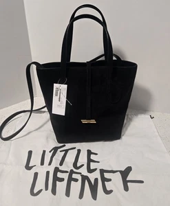 NWT Little Liffner Sprout Tote Mini Shoulder Strap Black Suede MSRP $595 - Picture 1 of 10