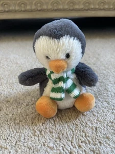 Jellycat Little Poppet Pinguin grün weiß Streifen Schal Plüschtier Stofftier 5 Zoll - Bild 1 von 7
