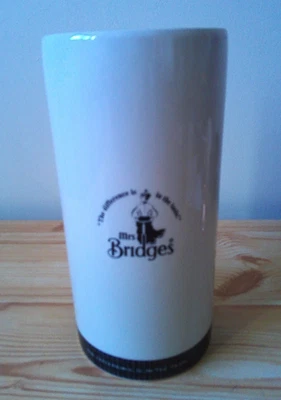 TALL BEIGE COLOURED CERAMIC 'MRS BRIDGES' KITCHEN UTENSIL / WOODEN SPOON HOLDER - Image 1 of 4