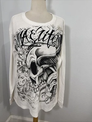 Camiseta térmica MMA Elite para hombre L gofre calavera gráfico ropa de calle grunge Y2K Foto 1 de 4